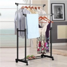 Телескопическая стойка-вешалка для одежды и обуви в гардеробную Double Pole Clothes Horse Mini