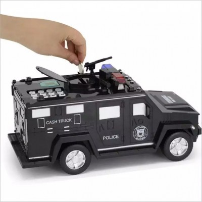 Машинка 3в1 копилка + сейф + игрушка полицейская черная