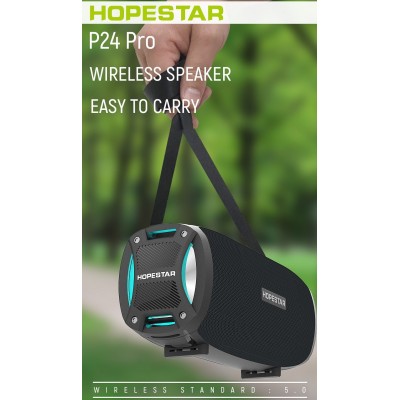 Портативная акустическая стерео колонка Hopestar H24 Pro (Bluetooth, MP3, FM, AUX, Mic, LED) Чёрный