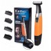 Триммер универсальный для стрижки волос бороды и усов Kemei KM-1910 + 4 насадки от USB Оранжевый