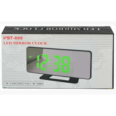 Зеркальные LED часы с будильником и термометром VST-888 Чёрные зеленная подсветка