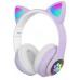Беспроводные наушники с кошачьими ушками и RGB подсветкой Cat VZV-23M Фиолетовые