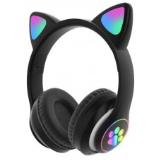 Беспроводные наушники с кошачьими ушками и RGB подсветкой Cat VZV-23M Чёрные