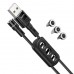 Магнитный кабель 3в1 для зарядки HOCO U98 micro USB | Lightning | USB type C Magnetic USB Cable Чёрный
