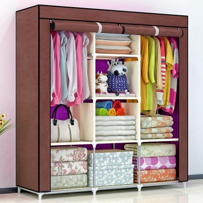 Складной тканевый шкаф, шкаф для одежды Storage Wardrobe 88130 на 3 секции Коричневый