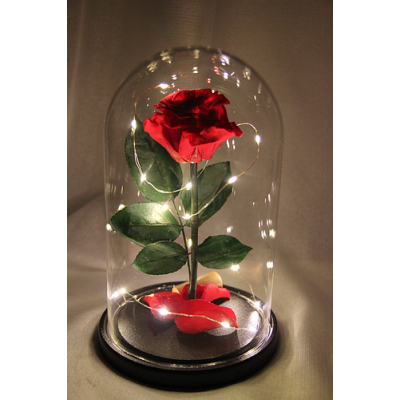 Роза в колбе с LED подсветкой Красная