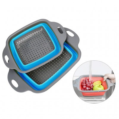 Дуршлаг силиконовый PRC - Collapsible Filter Baskets складной квадрантный 2 шт в комплекте Синий