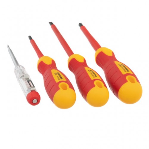 Набор изолированных отверток с отверткой индикатором 4 ед VDE, STORM INTERTOOL VT-3604