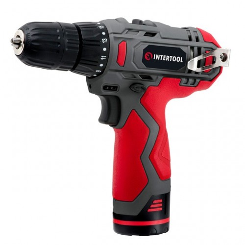 Дриль-шуруповерт акумуляторний Li-Ion, 12В, 30 Нм, 2 швидкості INTERTOOL DT-0310