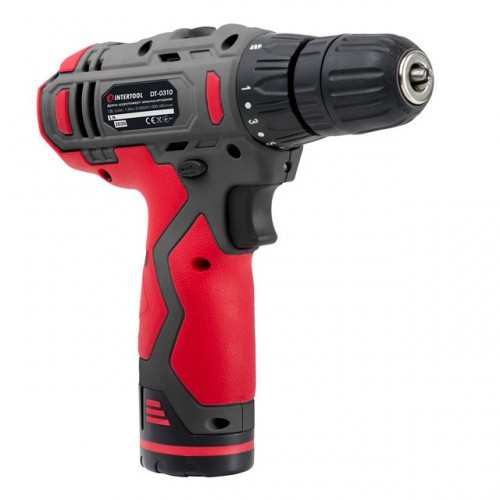 Дриль-шуруповерт акумуляторний Li-Ion, 12В, 30 Нм, 2 швидкості INTERTOOL DT-0310