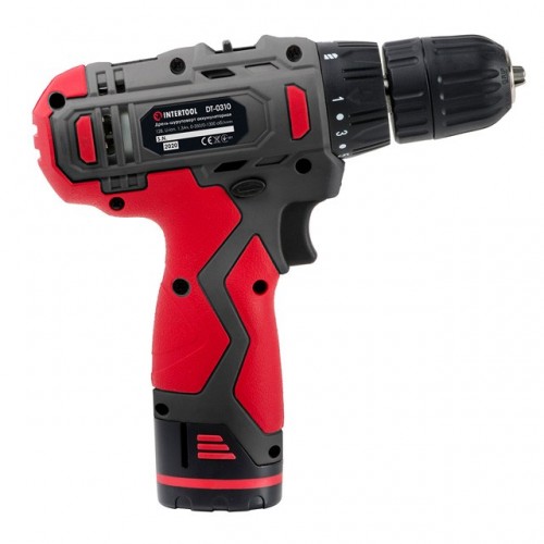 Дриль-шуруповерт акумуляторний Li-Ion, 12В, 30 Нм, 2 швидкості INTERTOOL DT-0310